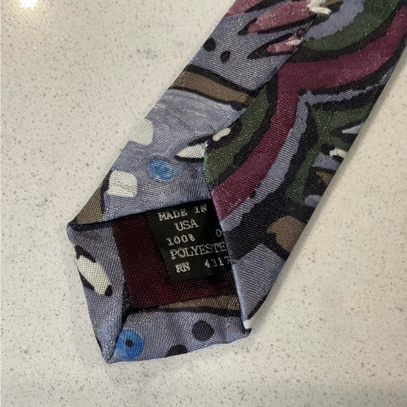 Blair Tie Abstract Print/Made in USA Rich COLORS Green,Purple,Gray, Blues. - Picture 4 of 5